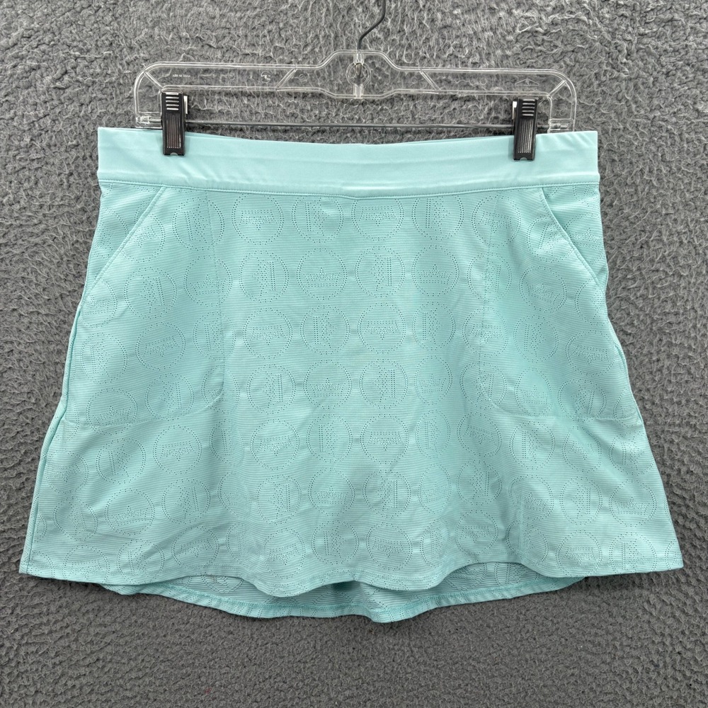 Peter Millar Skort Women Large Sally Aqua Blue Perforated Performance Golf Skirt